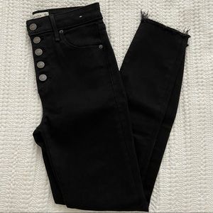 Black Abercrombie skinny jeans with exposed front button